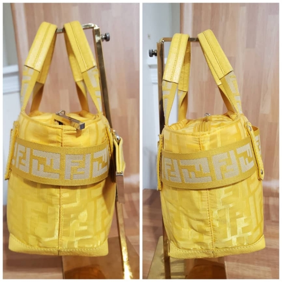Authentic FENDI Zucca Zip Code Shoulder Yellow Bag - Picture 6 of 12